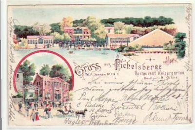 Berlin Spandau-Pichelswerder Restaurant Litho von 1899