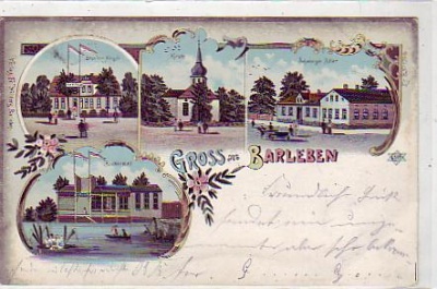 Barleben bei Magdeburg Litho Badeanstalt,Gasthof 1900