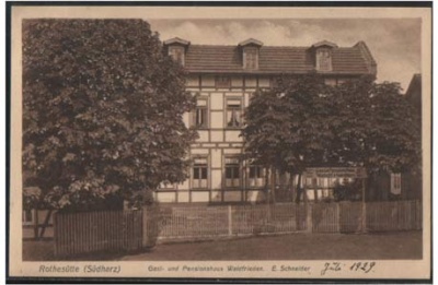 Rotheshütte bei Nordhausen Pension Waldfrieden 1929