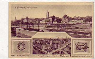 Schweinfurt mit Kugel-Lager-Fabrik ca 1915