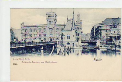 Berlin Mitte Schleuse am Mühlendamm und Sparkasse ca 1900