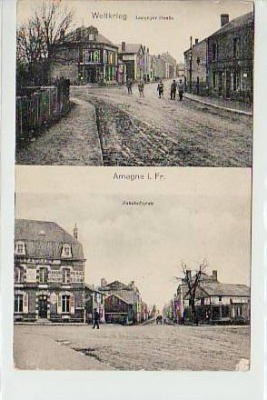 Amagne Strasse und Platz ca 1915 Frankreich