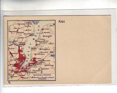 Kiel ,Ellerbek,Düstenbrook,Friedrichsort,AK als Landkarte
