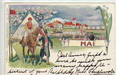 Alkmaar Niederlande Litho 1901 Sport Pferderennen
