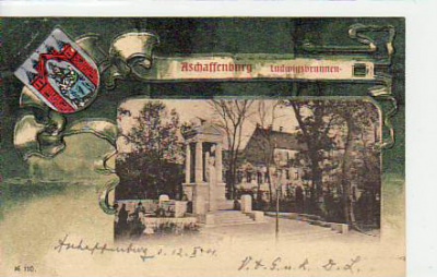 Aschaffenburg Patriotische AK mit Wappen 1901