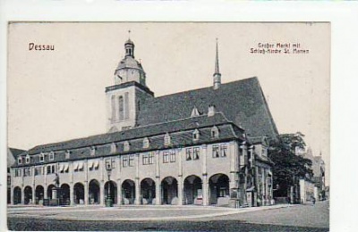 Dessau Großer Markt und Kirche ca 1915