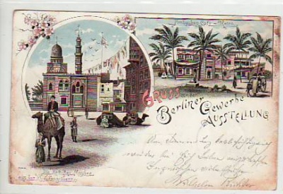Berlin Treptow Ausstellung Litho 1896,Kairo Egypten
