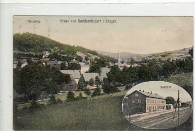 Burkhardtsdorf Erzgebirge mit Bahnhof 1912