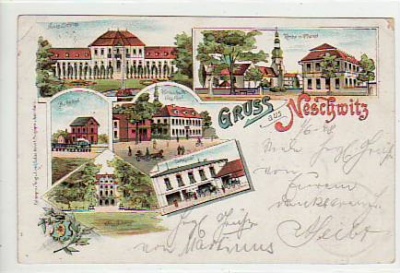 Neschwitz bei Bautzen Litho Ansichtskarte von 1898