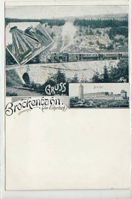 Kleinbahn Eisenbahn Brockenbahn und Brocken,Eckerloch ca 1900