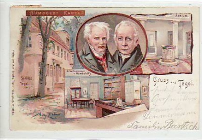 Berlin Tegel Humboldt Karte Litho von 1901