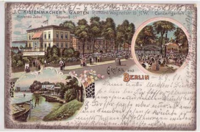 Berlin Tiergarten Litho Gasthaus Kistenmacher 1901