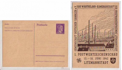 AK Privat-Ganzsache litzmannstadt Fabrik 1942 Polen