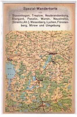 AK Landkarte Neustrelitz,Treptow,Waren,Stargard,Mirow,Lychen