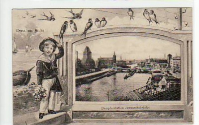 Berlin Mitte Jannowitzbrücke mit Kind 1906