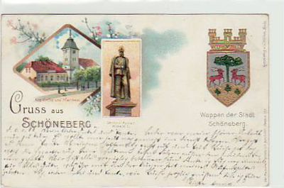 Berlin Schöneberg Litho Ansichtskarte mit Wappen 1899