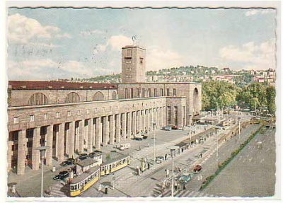 Stuttgart , Bahnhof , Strassenbahn  1959